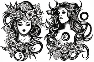 A Medusa with flowers instead of tentacles tattoo idea