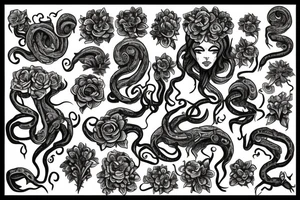 A Medusa with flowers instead of tentacles tattoo idea
