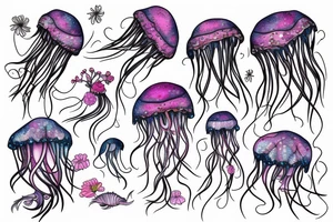 A jellyfish with flowers instead of tentacles tattoo idea