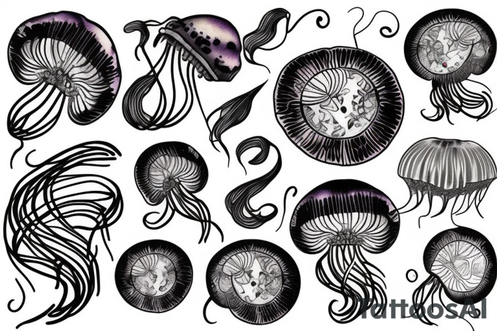 A jellyfish with flowers tattoo idea