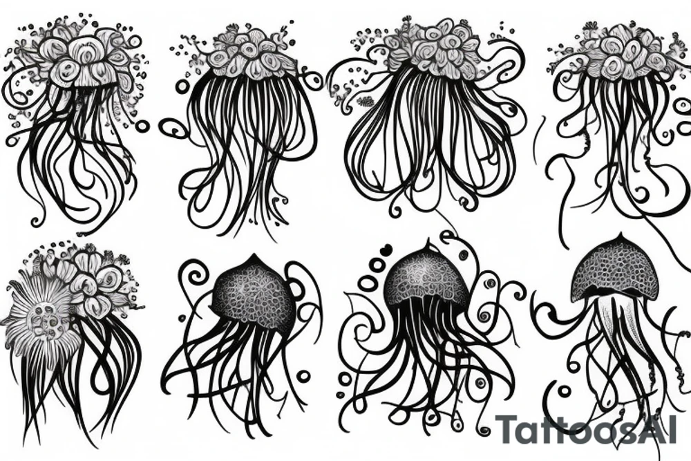 A jellyfish with flowers tattoo idea