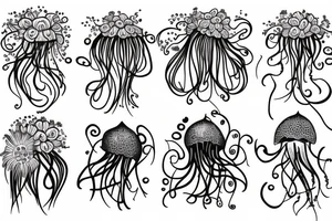 A jellyfish with flowers tattoo idea