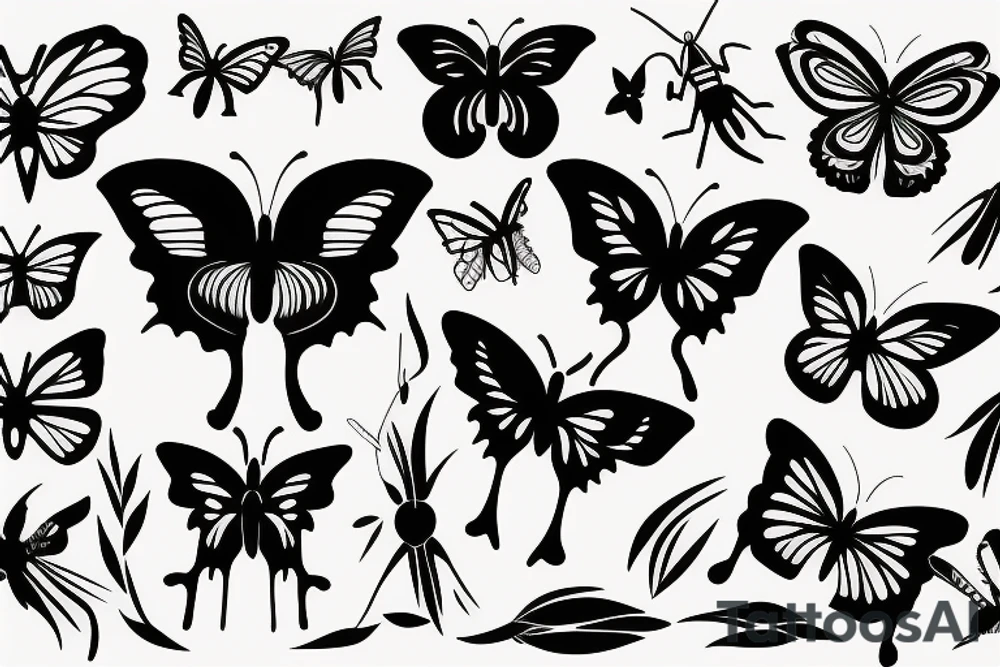 Black Silhouette butterfly tattoo idea
