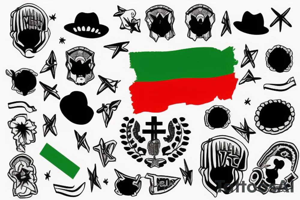 Mexican flag with cross tattoo idea