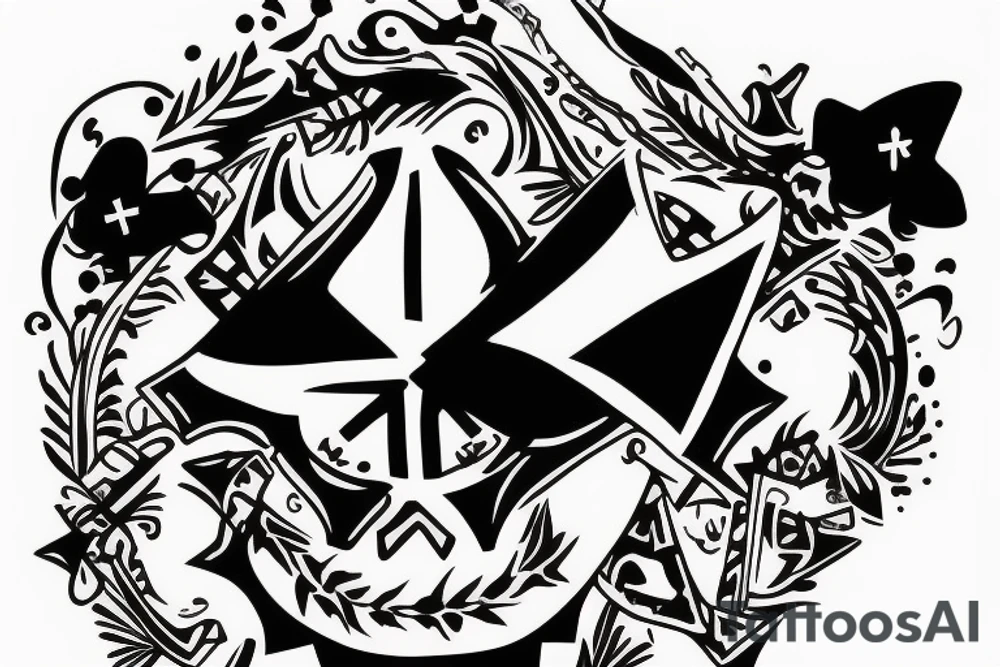 Mexican flag with cross tattoo idea