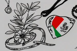 Mexican flag with rosemary necklace tattoo idea