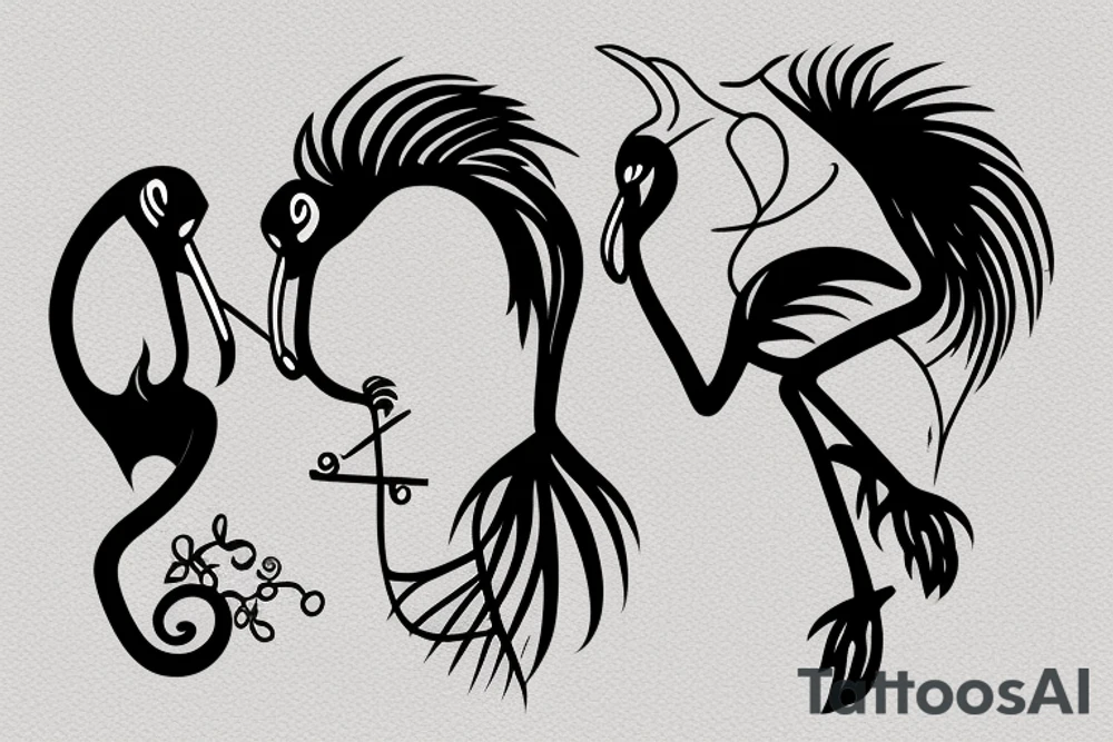 Flamingo smoking a cigarette tattoo idea