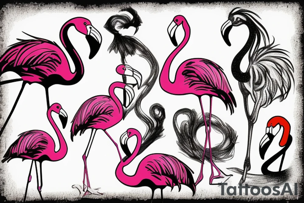 Flamingo smoking a cigarette tattoo idea