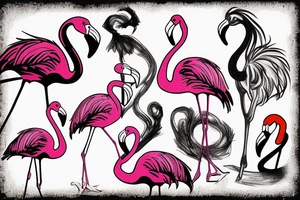 Flamingo smoking a cigarette tattoo idea