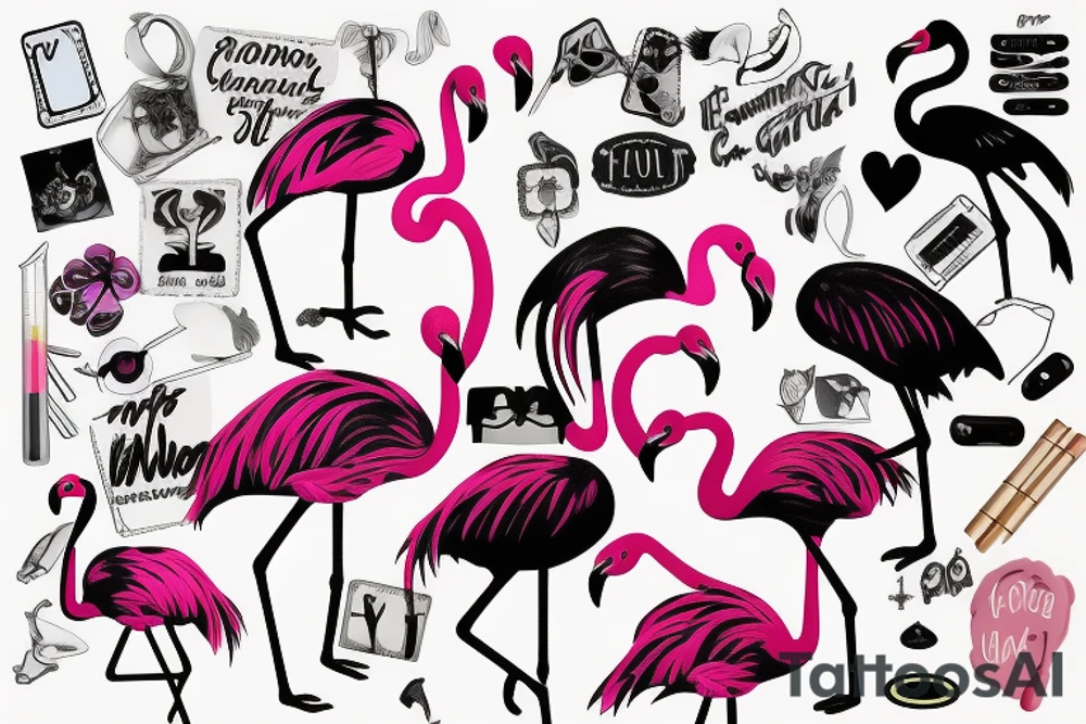 Flamingo smoking a cigarette tattoo idea