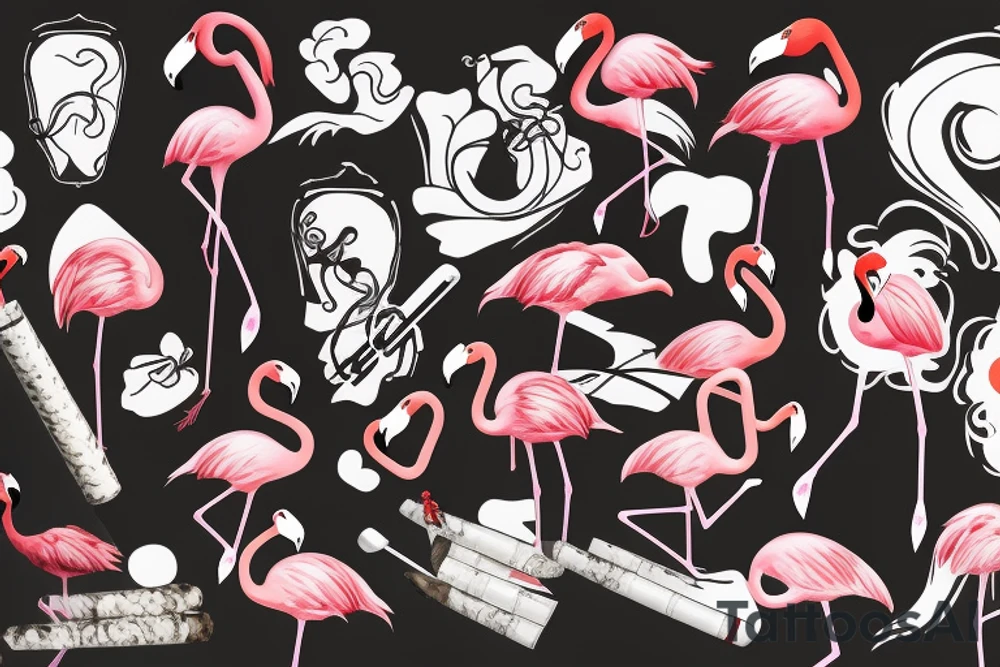 Flamingo smoking a cigarette tattoo idea