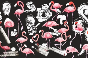 Flamingo smoking a cigarette tattoo idea
