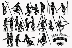 Kneeling father With arrows in his back Shielding his Children tattoo idea