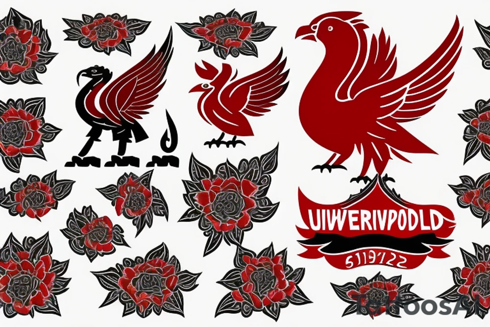 kurd with logo liverpool with flower red tattoo idea
