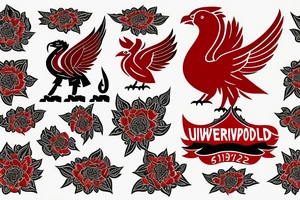kurd with logo liverpool with flower red tattoo idea