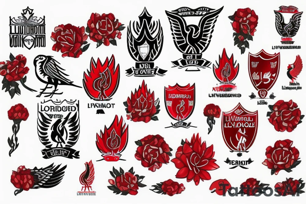 kurd with logo liverpool with flower red tattoo idea