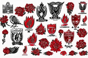 kurd with logo liverpool with flower red tattoo idea