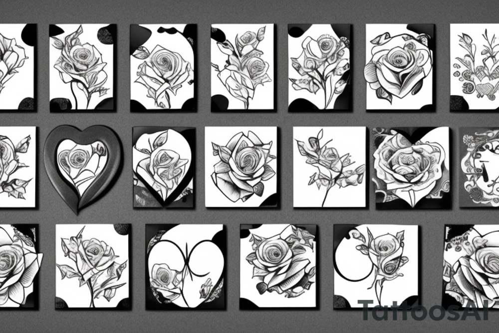 Roses, clock, kind of hearts card tattoo idea
