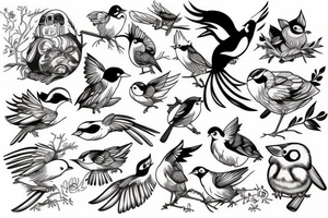Birds in studio ghibli animation tattoo idea