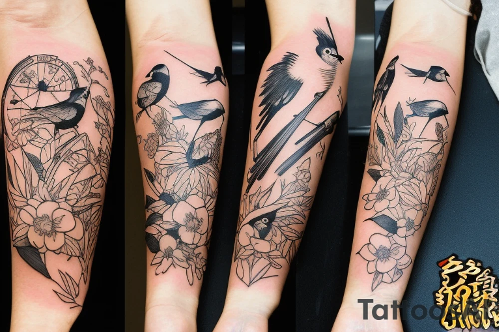 Birds in studio ghibli animation tattoo idea