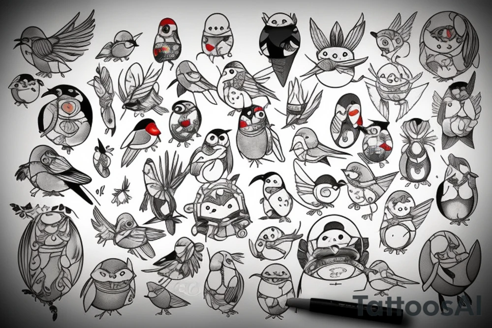 Birds in studio ghibli animation tattoo idea