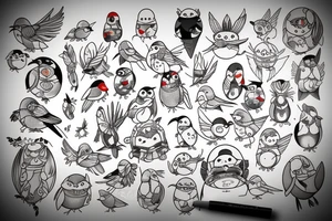Birds in studio ghibli animation tattoo idea
