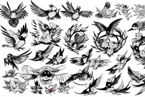 Birds in studio ghibli animation tattoo idea