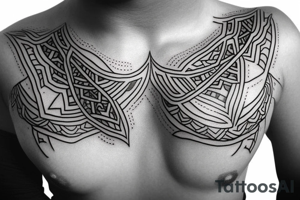 chest tatoo necklace tattoo idea