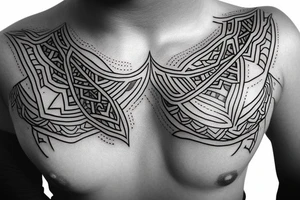 chest tatoo necklace tattoo idea
