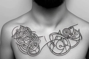 chest tatoo necklace, simple, stylistic, geometry tattoo idea
