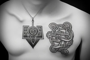 chest tatoo necklace, simple, stylistic, geometry, full metal alchemist tattoo idea
