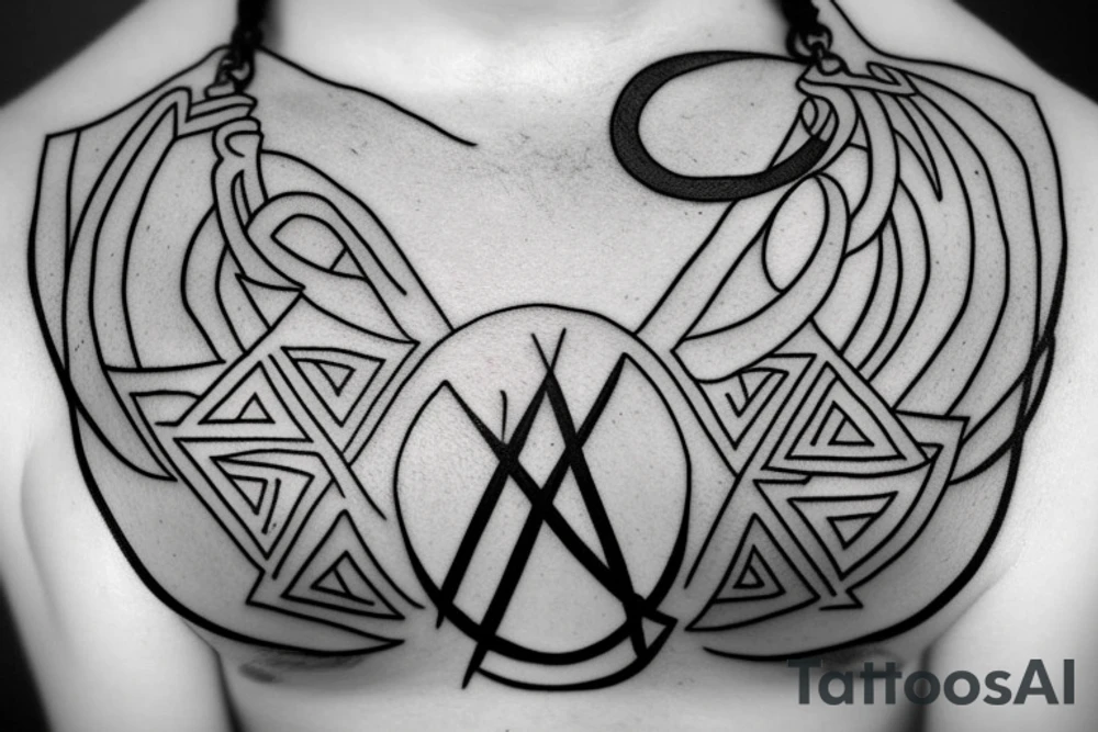 chest tatoo necklace, simple, stylistic, geometry, full metal alchemist tattoo idea