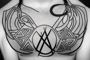 chest tatoo necklace, simple, stylistic, geometry, full metal alchemist tattoo idea