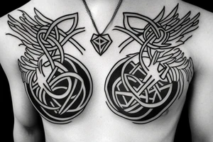 chest tatoo necklace, simple, stylistic, geometry, full metal alchemist tattoo idea