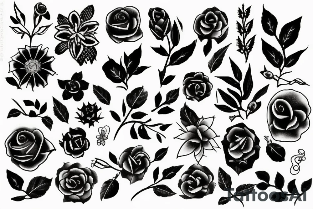 grunge y2k flower with thorns tattoo idea