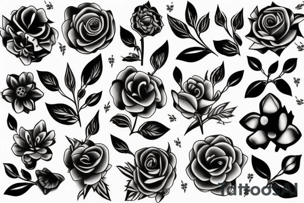 grunge y2k flower with thorns tattoo idea