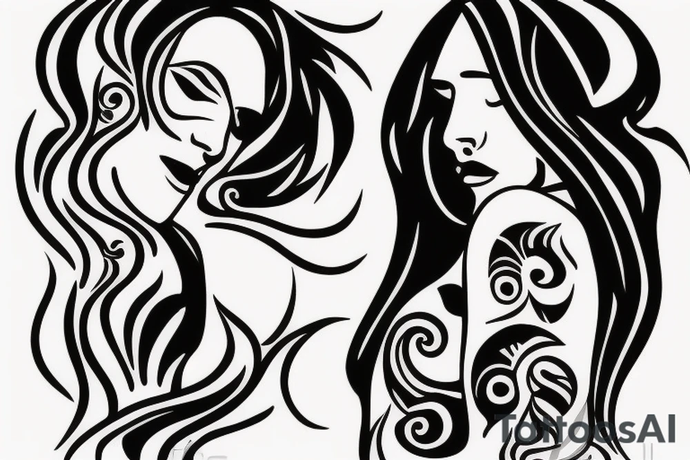 woman smoking a cigarette with tribal background tattoo idea