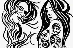 woman smoking a cigarette with tribal background tattoo idea