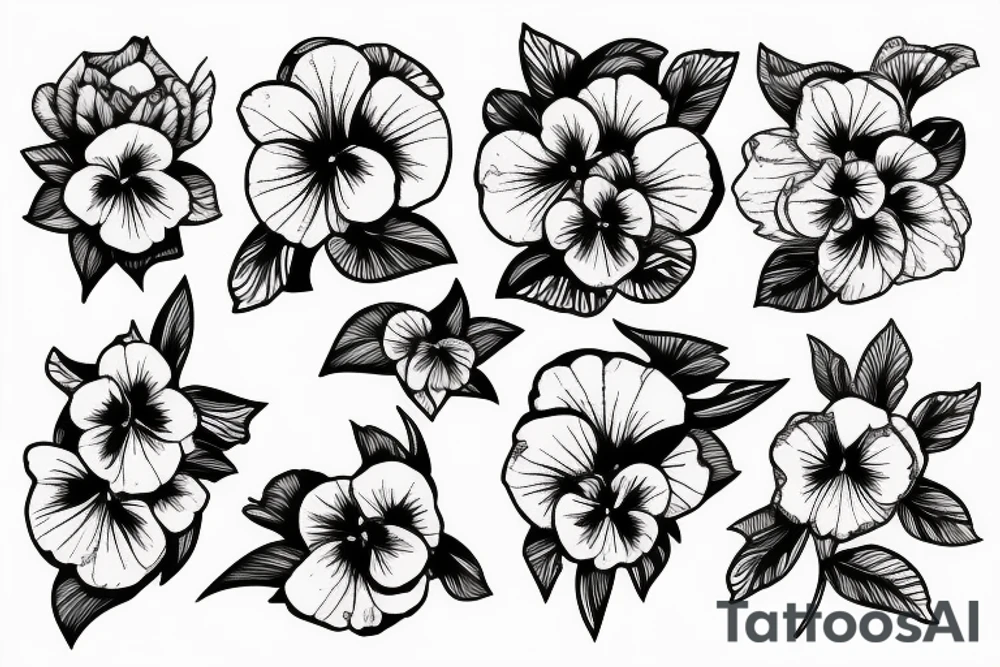 Wind and pansies flower tattoo idea