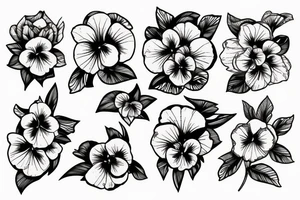 Wind and pansies flower tattoo idea