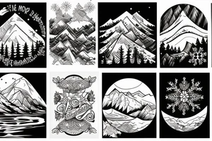 Mountain with one side snowing and the other sunny tattoo idea
