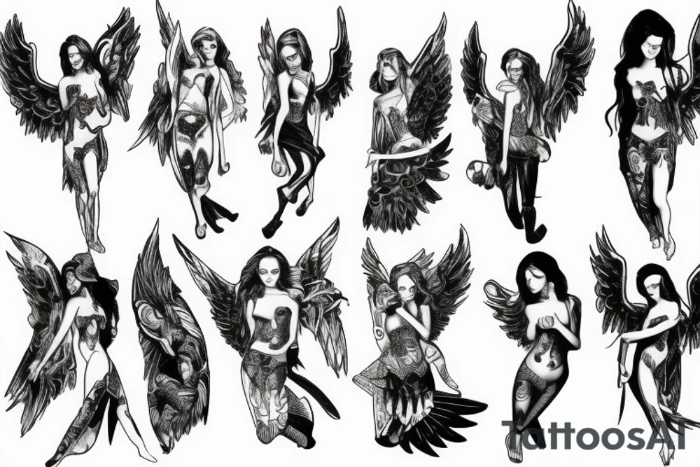 Angels wining devil tattoo idea