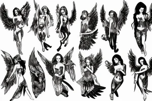 Angels wining devil tattoo idea