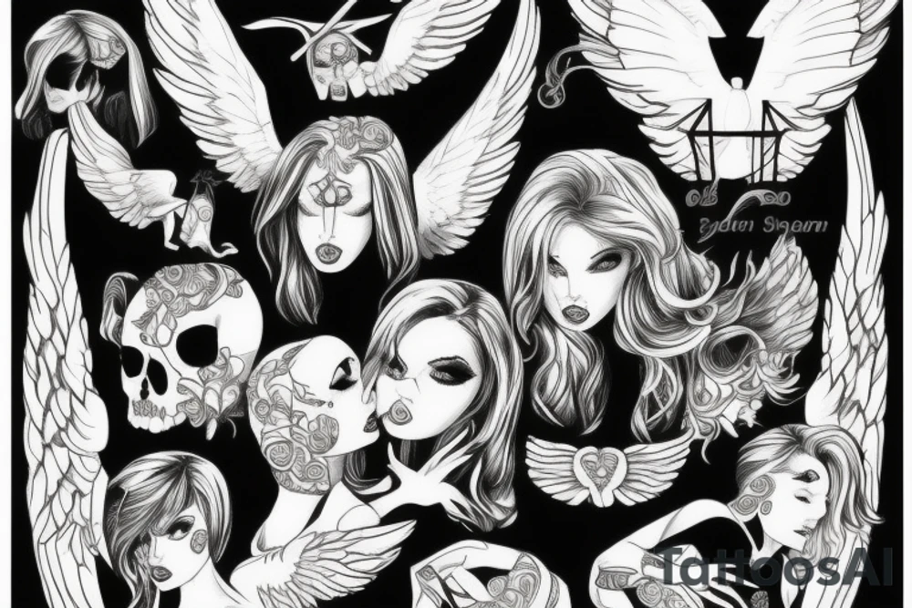 Angels wining devil tattoo idea