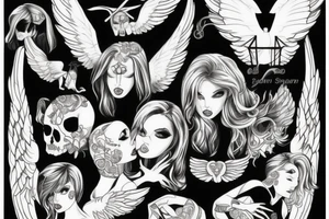Angels wining devil tattoo idea