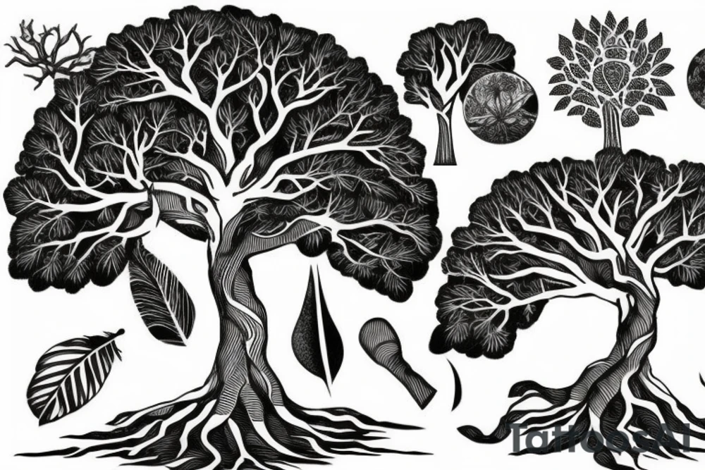 Banyan tree with roots tattoo idea