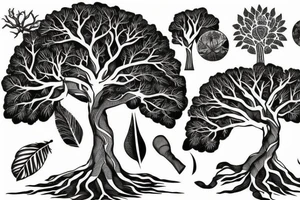 Banyan tree with roots tattoo idea