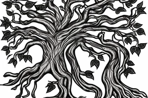 Banyan tree with roots tattoo idea