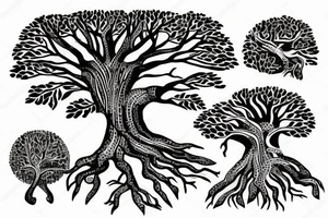 Banyan tree with roots tattoo idea