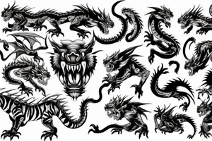 DRAGON fight tiger tattoo idea